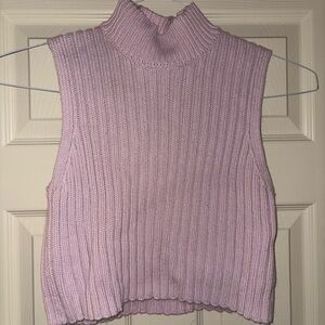 Zara Pink Sleeveless Turtleneck Ribbed Sweater Vest Top